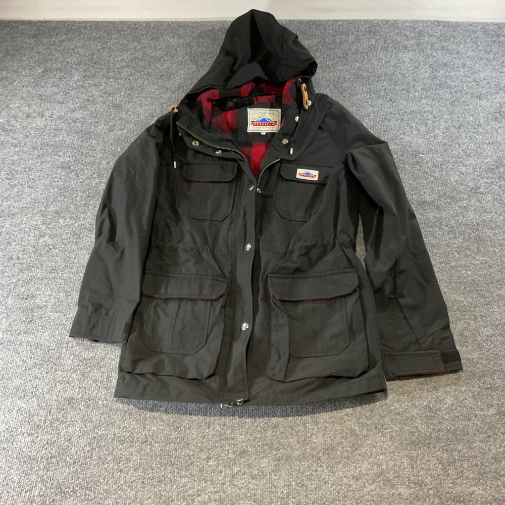 Penfield Kasson Mountain Parka Jacket Black Buffalo Plaid Flannel Lined XS